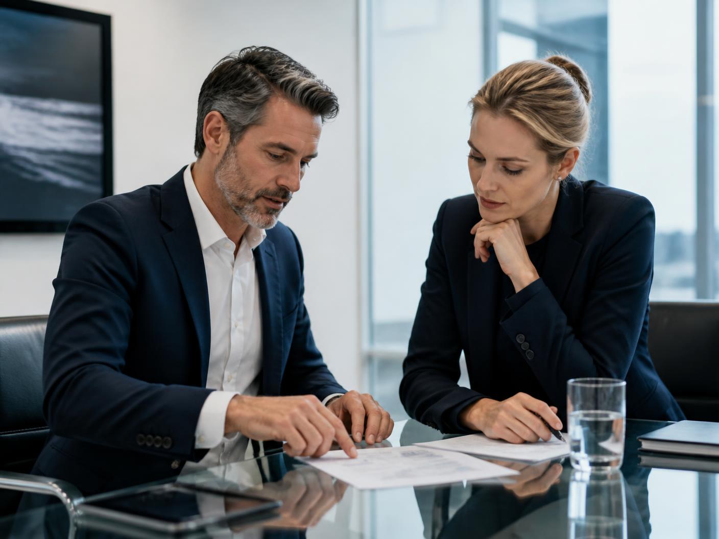 Consultores da NK Investments analisando o planejamento financeiro de um cliente